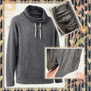 NTRAST Novel Gray Cowl Neck Pullover Hoodie | Size L